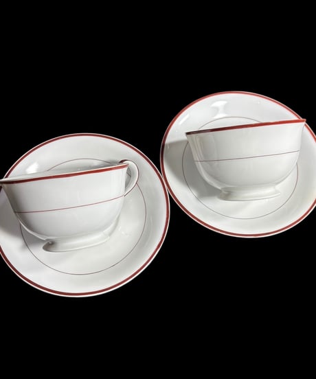 【2客揃】カップ&ソーサー レッド マグカップ 紅茶 コーヒー カップ 器 茶器 裏赤印 昭和 レトロ アンティーク
