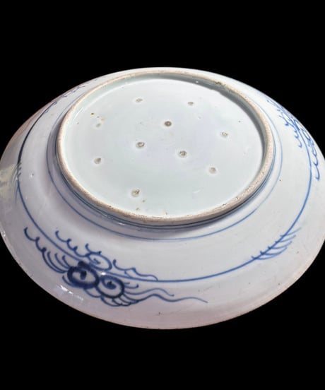 古伊万里 染付 大皿 若竹 鶴 平皿 取り皿 盛り皿 飾り皿 和食器 伊万里 骨董品 アンティーク
