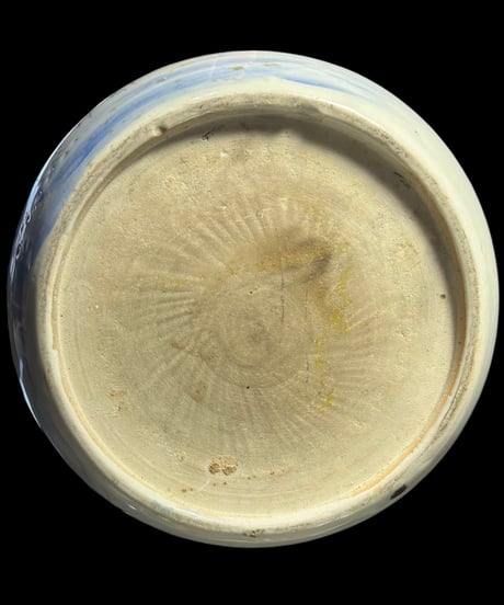 明治期 染付 火鉢 鶴松竹梅人物図 火鉢 陶器 時代物 古道具 骨董品 アンティーク
