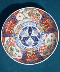 古伊万里 大鉢 [鳥草花文図] 錦手 金彩 色絵 鉢 取り皿 飾り皿 和食器 明治 伊万里 陶器 骨董品 アンティーク