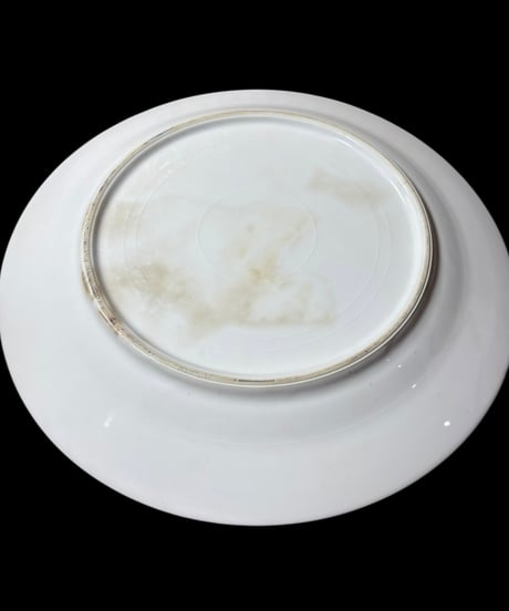 【2枚セット】色絵 双鶴 扇子 大皿 丸皿 取り皿 飾り皿 和食器 時代物 陶器 骨董品 アンティーク