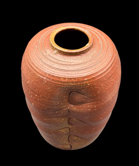 作家物 備前焼 茶壺 裏印 花瓶 壺 フラワーベース 花入れ 丸壺 一輪挿し 花器 陶器 古美術 骨董品 アンティーク