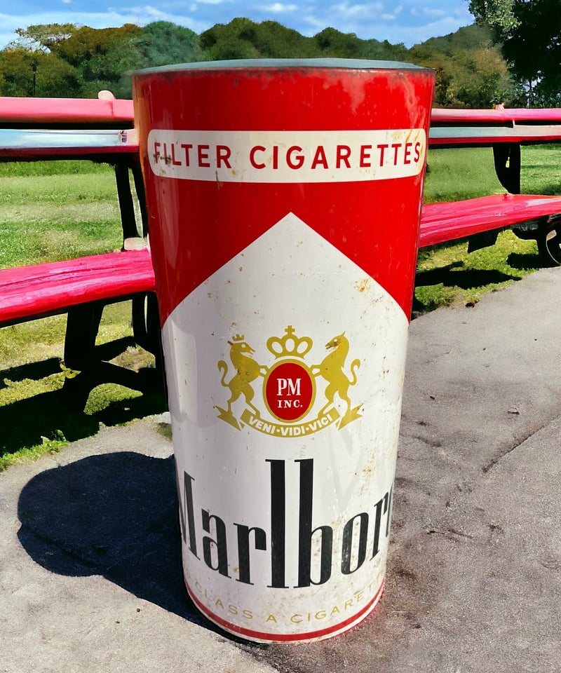 Marlboro ブリキ缶 マルボロ ゴミ箱 傘立て ダストボックス 当時物 昭和 レトロ タ Marlboro ブリキ缶 マルボロ ゴミ箱 傘立て ダストボックス 当時物 昭和 レトロ タ