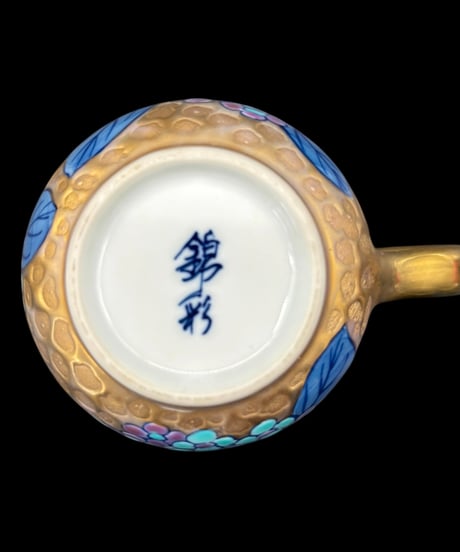 有田焼 陶芸 錦彩作 珈琲碗 染錦 黄金 紫陽花 カップ&ソーサー 共箱 紅茶 コーヒー カップ 茶器 作家物 骨董品 アンティーク