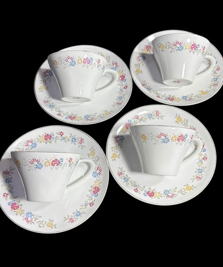 【4客揃】TOSEN カップ&ソーサー 花柄 マグカップ 紅茶 コーヒー カップ 器 茶器 昭和 レトロ アンティーク