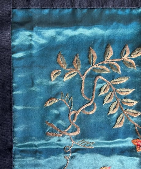 中国刺繍 [草花鳥図] シルク 織物 テーブルクロス 布 タペストリー 中国雑貨 アンティーク