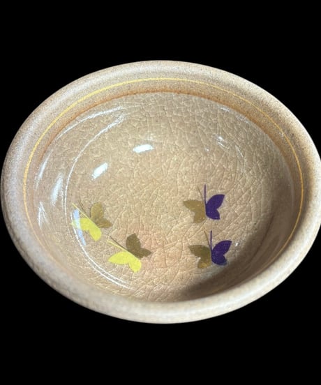 【5客セット】陶彩 蝶柄 小鉢 蝶 取り皿 小皿 平皿 丸皿 豆皿 和食器 骨董品 アンティーク