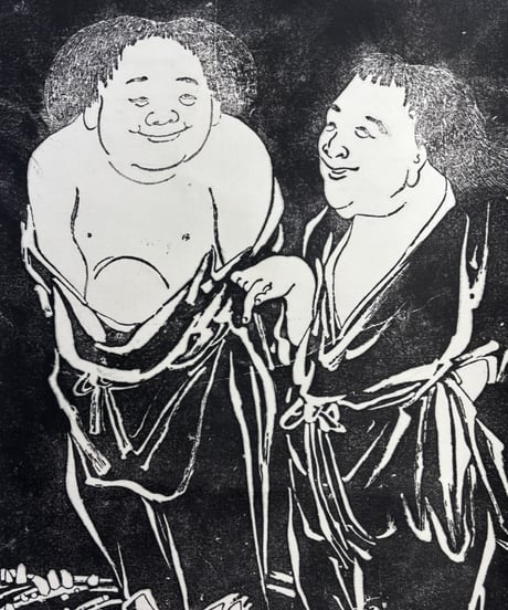 中国 掛け軸 [寒山拾得石刻像] 唐仁齋 作家物 時代物 掛軸 人物図 昭和 レトロ インテリア 壁掛け 古美術 骨董品 アンティーク