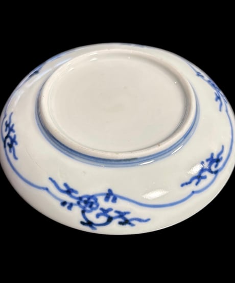 【5客セット】 古伊万里 染付 花菱文 市松文様 小皿 時代物 平皿 丸皿 豆皿 伊万里 和食器 骨董品 アンティーク