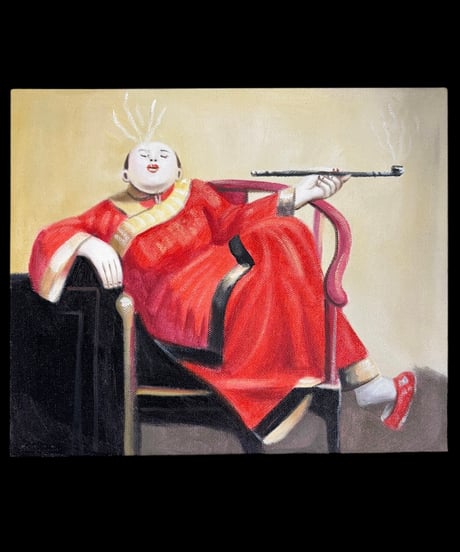 油絵【人物絵】中国雑貨 油彩 額装 壁掛 絵画 色絵 中国 民国 古美術 雑貨 インテリア アンティーク コレクション