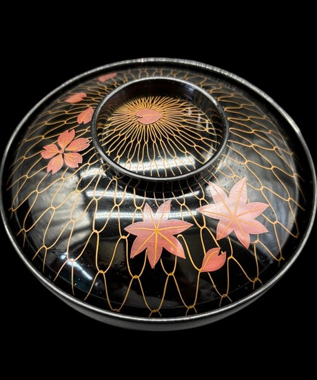 【6客セット】 明治期 蒔絵 朱塗り 吸物椀 黒 桜 紅葉 御汁椀 漆器 塗物 煮物 縁起物 和食器 骨董品 アンティーク