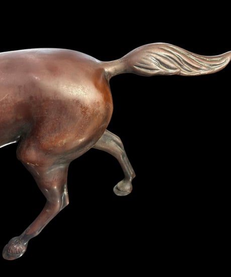 ブロンズ 馬 置物 干支 跳ね馬 縁起物 飾り 彫刻美術 銅製 工芸品 インテリア オブジェ 骨董品 アンティーク