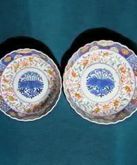 中国 飾皿 皿 丸皿 草花 染付 アンティーク 染付 グリーン【草 花 鴨】アヒル 大皿 丸皿 中国美術 清 盛り皿