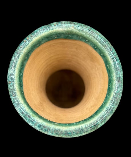 時代物 花瓶 緑釉 一輪挿し 壺 フラワーベース 花入れ 丸壺 花器 陶器 古美術 骨董品 アンティーク