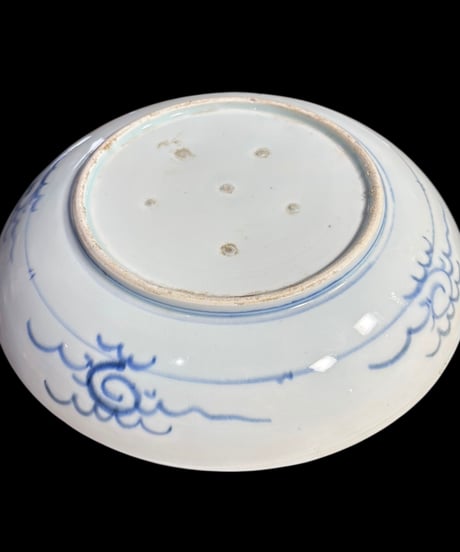 古伊万里 染付 松 鷺 大皿 鷺文 丸皿 平皿 取り皿 盛り皿 飾り皿 時代物 和食器 骨董品 アンティーク
