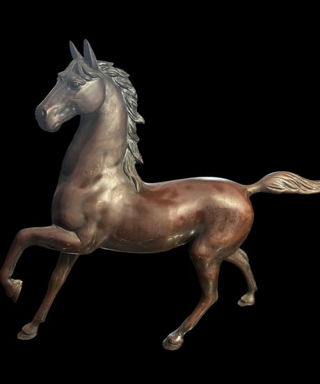 ブロンズ 馬 置物 干支 跳ね馬 縁起物 飾り 彫刻美術 銅製 工芸品 インテリア オブジェ 骨董品 アンティーク