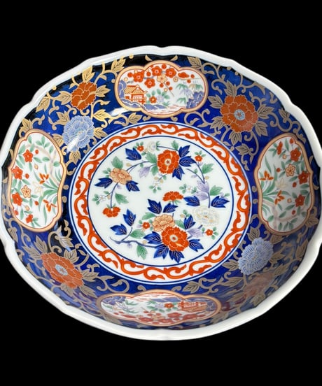 古伊万里 有田焼 醍醐窯 大鉢 [梅菊花文風景図] 色絵 鉢 取り皿 飾り皿 和食器 伊万里 陶器 骨董品 アンティーク