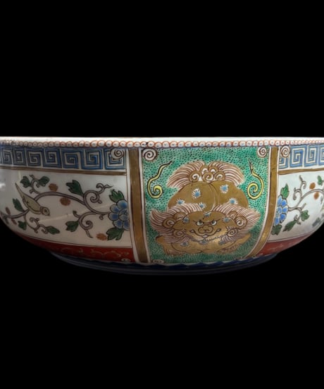 【現品限り!!】伊万里 大鉢 [獅子人物鳥草花文] 金彩 赤絵 色絵 鉢 丸皿 盛り皿 飾り皿 古伊万里 古美術 明治 和食器 骨董品 アンティーク