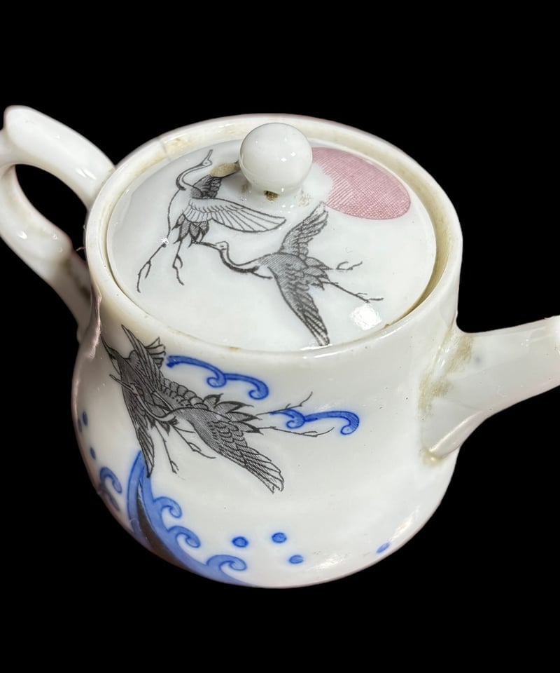 醤油差し [鶴 日 波絵] 蓋物 青磁 陶器 和食器 骨董品 | HORIDASHI市