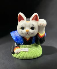 瀬戸焼 招き猫 猫助 左手 縁起物 開運 商売繁盛 陶器 昭和 レトロ 工芸品 インテリア 骨董品 アンティーク