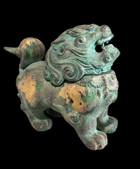 福徳獅子 香炉 鋳鉄製 唐獅子 狛犬 置物 美術品 縁起物 オブジェ 陶磁器 陶器 骨董品 アンティーク