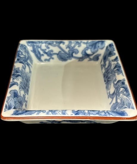 染付 四角皿 [草花] 小鉢 小皿 取り皿 盛り皿 飾り皿 和食器 骨董品