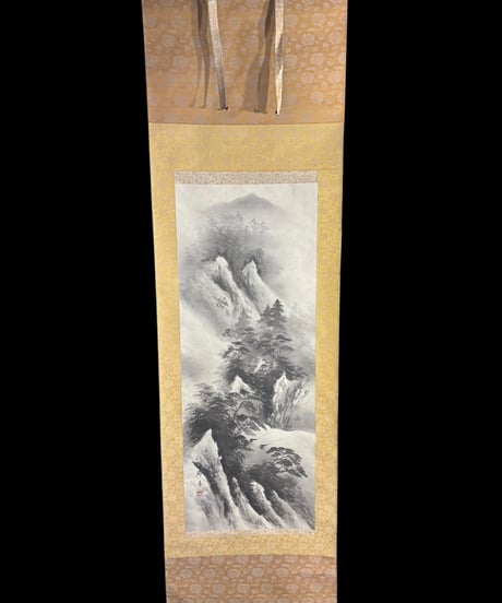 瑞景 掛け軸 [山水図] 作家物 時代物 御掛軸 昭和 レトロ インテリア 壁掛け 古美術 骨董品 アンティーク