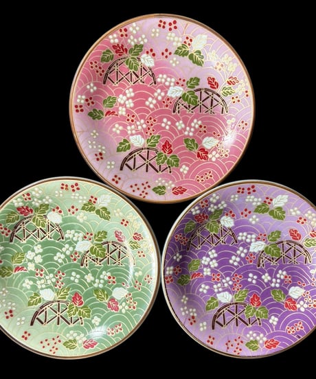 【5客セット】有田焼 吾山窯 和皿 [花柄着物絵] 取り皿 小皿 平皿 丸皿 豆皿 和食器 骨董品 アンティーク