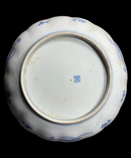伊万里 大皿 [草花文鶴窓絵] 色絵 取り皿 盛り皿 飾り皿 器 古伊万里 明治 和食器 骨董品 アンティーク