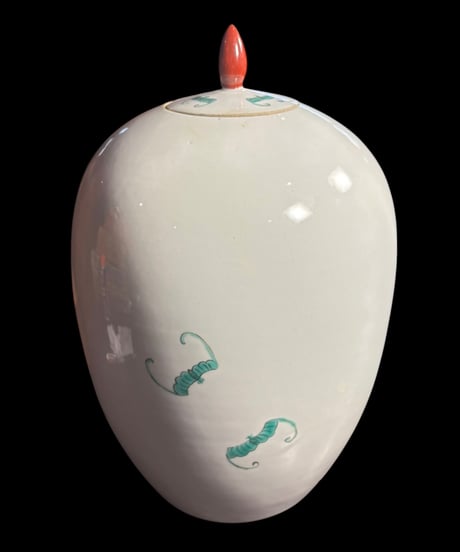 中国磁器 色絵 蓋付き壺 花柄 フラワーベース 花瓶 花入れ 牡丹 花器 丸壺 陶器 中国 古美術 骨董品 アンティーク