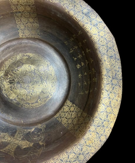 中国雑貨 銅盆地 [龍 鳳凰 獅子 人物 風雲] ボウル 盆地 洗浄 中国 レトロ 骨董品 アンティーク