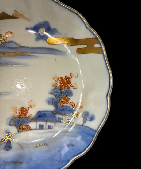 古伊万里 金彩 色絵 [富士 梅 人物 風景絵] 明治大正 平皿 丸皿 小皿 なます皿 取り皿 飾り皿 和食器 骨董品