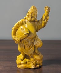 黄塗 恵比寿 大黒天 七福神 商売繁盛 縁起物 彫刻 仏像 古美術 インテリア 置物 オブジェ 骨董品 アンティーク