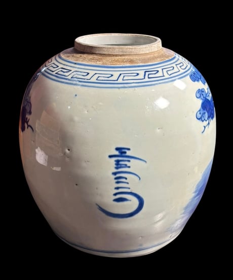 清時代 中国磁器 染付 壺 人物風景図 フラワーベース 花瓶 花入れ 故人 花器 陶器 中国 古美術 骨董品 アンティーク