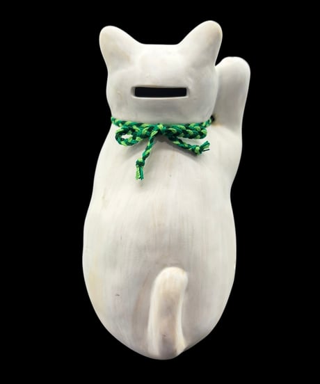 招き猫 願叶 右手 縁起物 開運 金運 貯金箱 陶器 昭和 レトロ 工芸品 インテリア 骨董品 アンティーク