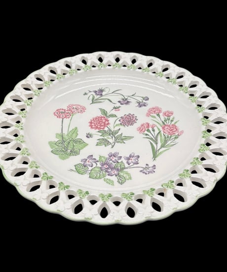 ROYAL MARUISHI WARE ディナープレート 四季の花 大皿 プレート 透かし彫り 飾皿 陶器 ヴィンテージ アンティーク