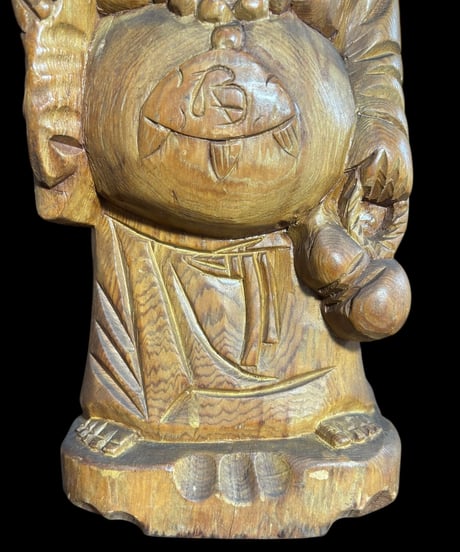 木彫り 布袋尊 七福神 木製 布袋様 開運 縁起物 彫刻 仏像 古美術 インテリア 置物 オブジェ 骨董品 アンティーク