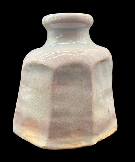 陶芸 花瓶 一輪挿し フラワーベース 六角壺 裏印あり 壺 花入れ 花器 陶器 古美術 時代物 骨董品 アンティーク