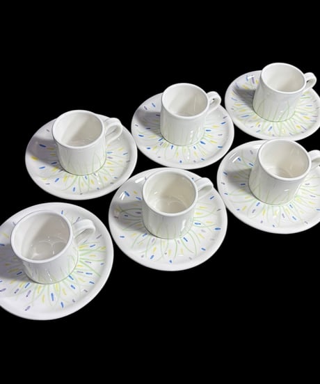 【6客揃】イタリア製 カップ&ソーサー エスプレッソ マグカップ 紅茶 コーヒー カップ 器 茶器 昭和 レトロ アンティーク