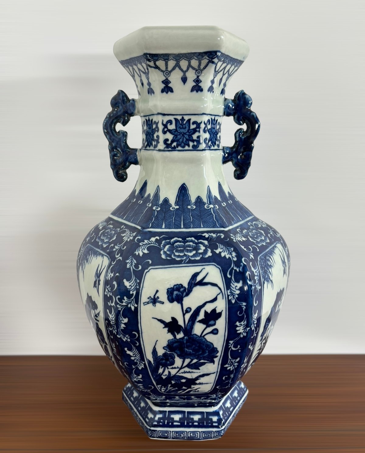 花瓶 取手付き 陶器 中国雑貨 花器 壺 骨董品