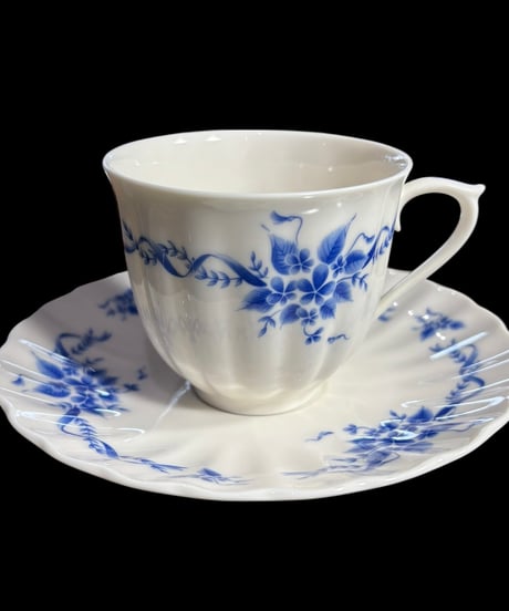 【4客揃】Noritake カップ&ソーサー ノリタケ 青花文 マグカップ 紅茶 コーヒー カップ 器 茶器 昭和 レトロ 骨董品 アンティーク