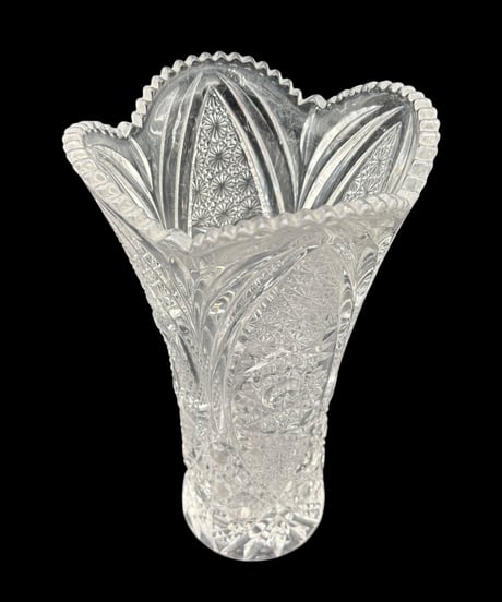クリスタルダルク 花瓶 クリスタル 硝子 切子 カットガラス フラワーベース 古美術 レトロ アンティーク