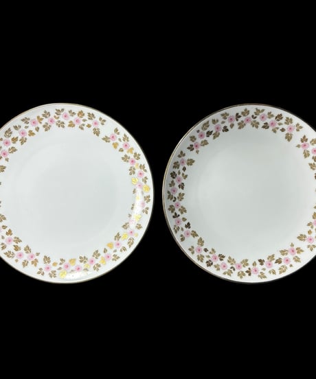【2客セット】Noritake ノリタケ 花柄 日本 平皿 丸皿 取り皿 飾り皿 和食器 陶器 昭和 レトロ 骨董品 アンティーク