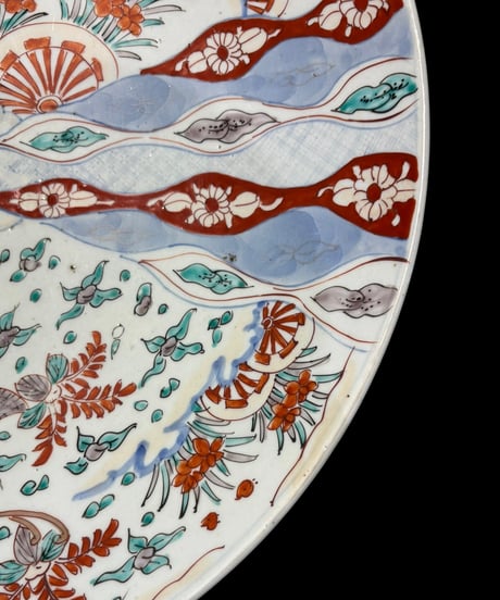 古伊万里 金彩 色絵 鳳凰草花文図 絵皿 大皿 取り皿 飾り皿 伊万里 陶器 骨董品 アンティーク
