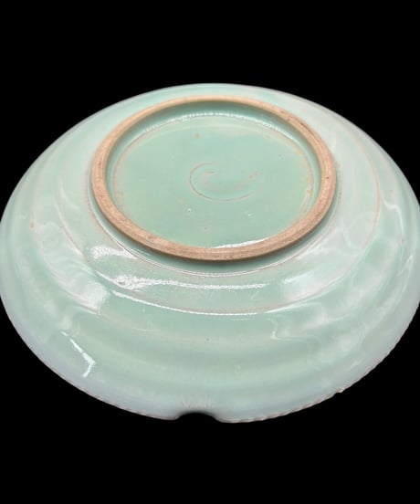 【3客セット】 美濃焼 緑釉 葉形皿 平皿 小皿 葉 リーフ皿 盛り皿 飾皿 和食器 時代物 骨董品 アンティーク