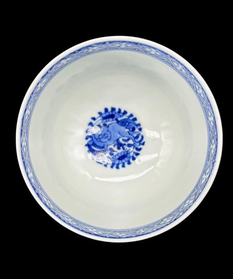 【4客セット】 染付 茶碗 獅子 福 壽 向付 茶器 茶碗 在銘 陶器 骨董品 アンティーク