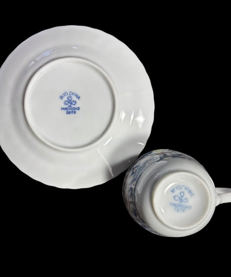 【5客揃】BIYO CHINA カップ&ソーサー 美濃窯業 花柄 マグカップ 紅茶 コーヒー カップ 茶器 昭和 レトロ アンティーク