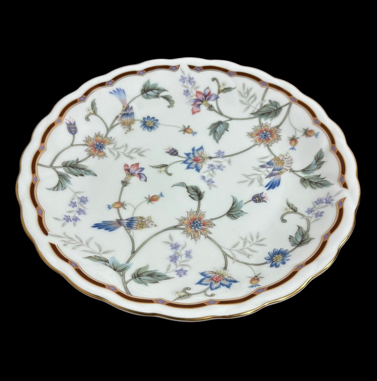 直径40.4cm ! 大皿 大正 時代物 花鳥 アンティーク 盛り付け皿 ⑤-1 □超貴重 大型 飾り皿 里帰り オールドニッポン コラレン 金盛