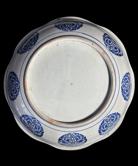 蔵出し 古伊万里 染付 大鉢 唐子 松竹梅 盛り鉢 鉢 飾り皿 和食器 陶器 時代物 骨董品 アンティーク