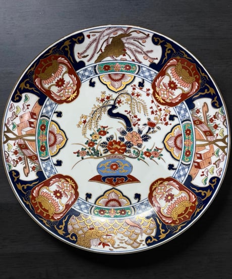 有田焼 秀峰作 金彩 色絵 絵皿 大皿 取り皿 飾り皿 伊万里 陶器 作家物 骨董品 アンティーク